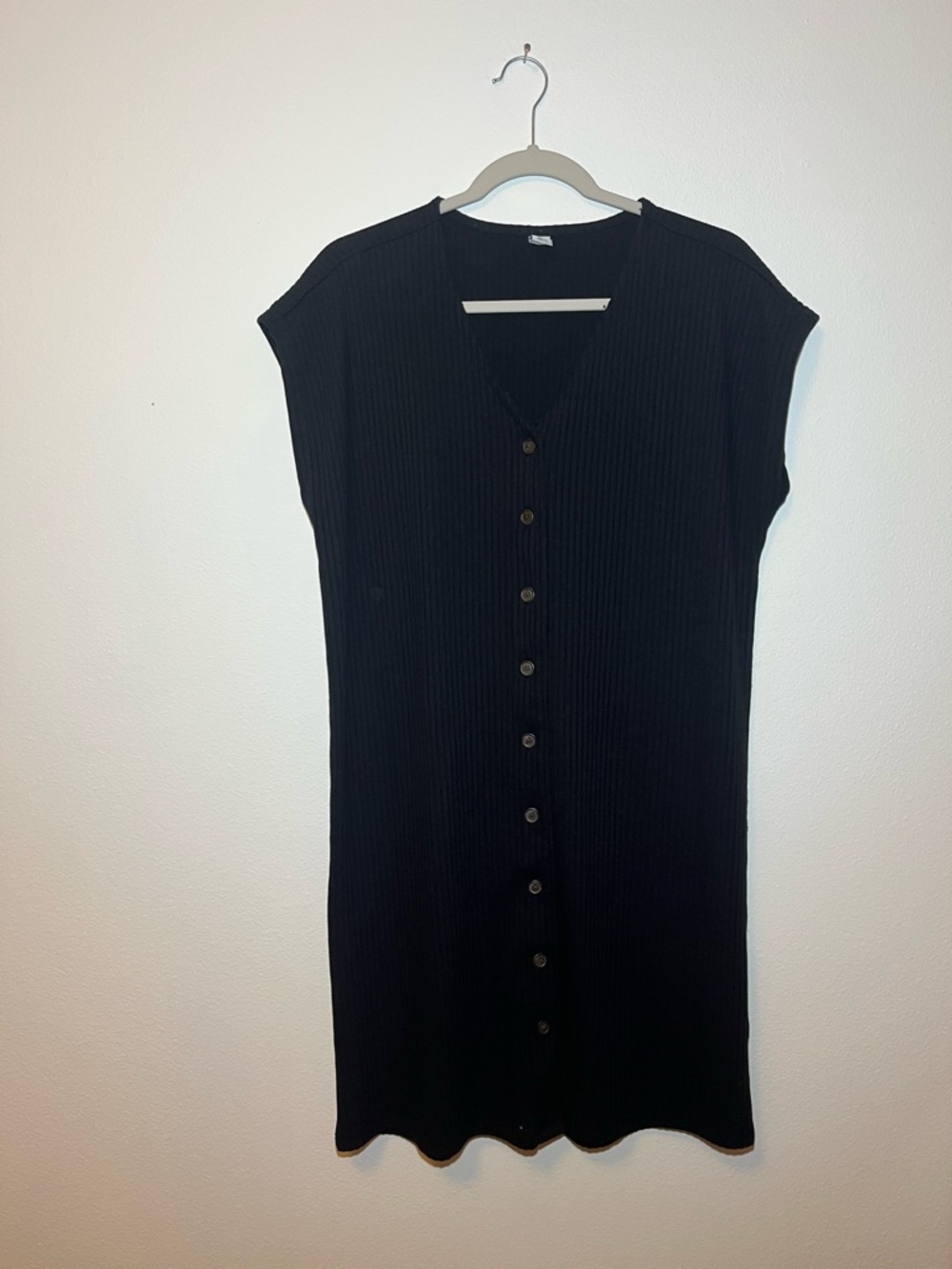 Old Navy Black Ribbed Button Front Women’s Mini Dress